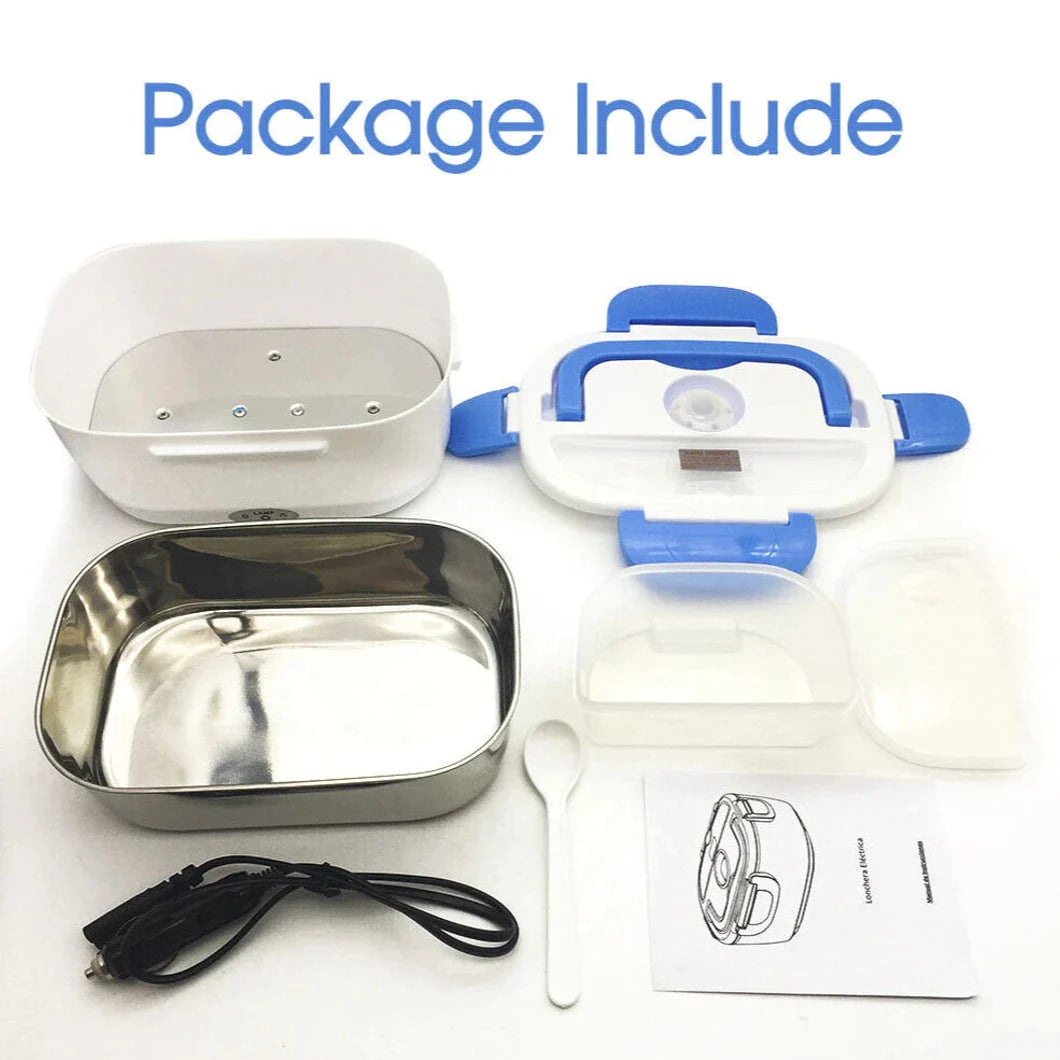 Portable Electric Heated Car Plug Heating Lunch Box Bento Fast Heating Food Warmer with Food Grade Stainless Steel Container 12-24V