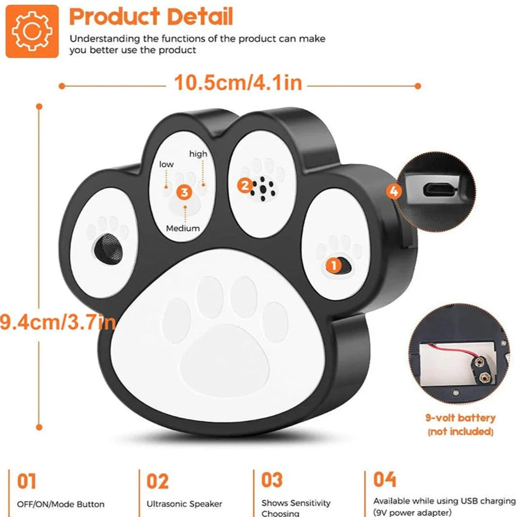 Ultrasonic Stronger Anti-Dog Barking Deterrent Repeller Device Training Dogs Not to Bark Up To 50ft Away 3 Different Adjustable Level Safe For Dogs