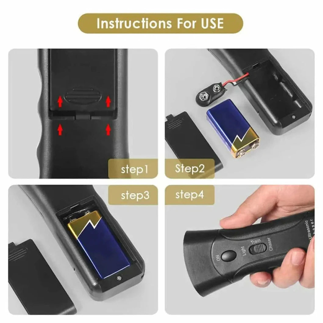 Durable Effective Safe Deterrents Chaser Pet Training Device With LED Flashlight Dog Bark Control Handheld Repeller Device