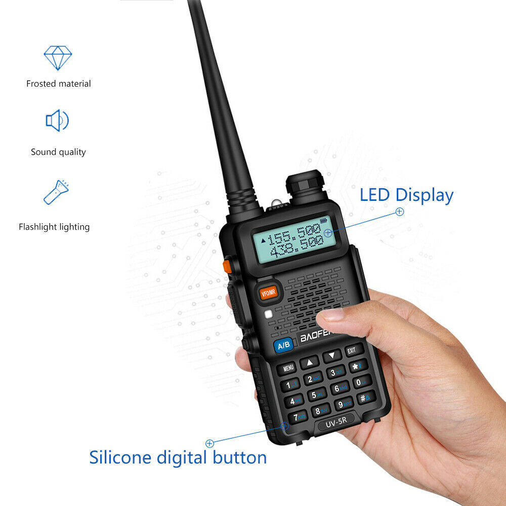 UV-5R Two Way Radio Walkie Talkie LCD Long Range  UHF with Headsets