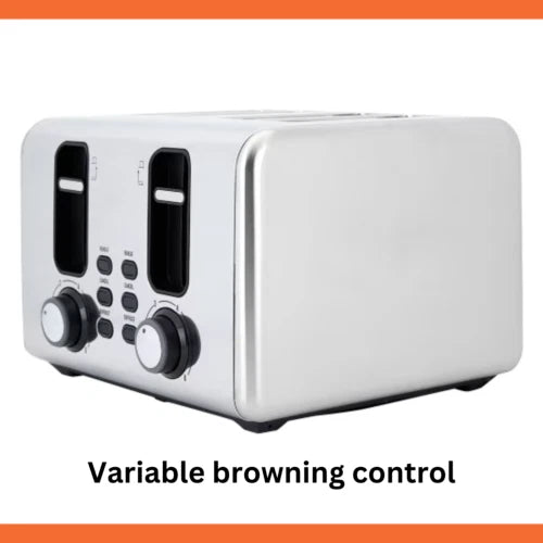 4 Slice Toaster - Silver Stainless Steel Browned Toast High Lift Kitchen