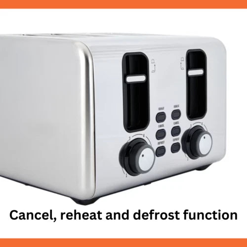 4 Slice Toaster - Silver Stainless Steel Browned Toast High Lift Kitchen