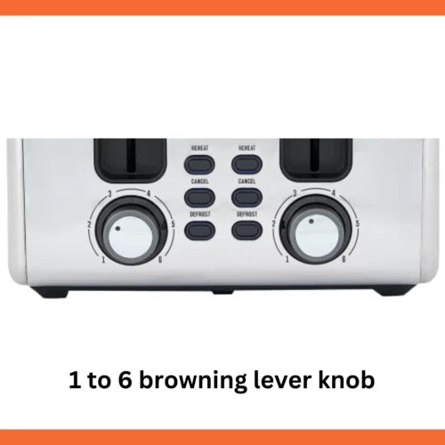 4 Slice Toaster - Silver Stainless Steel Browned Toast High Lift Kitchen
