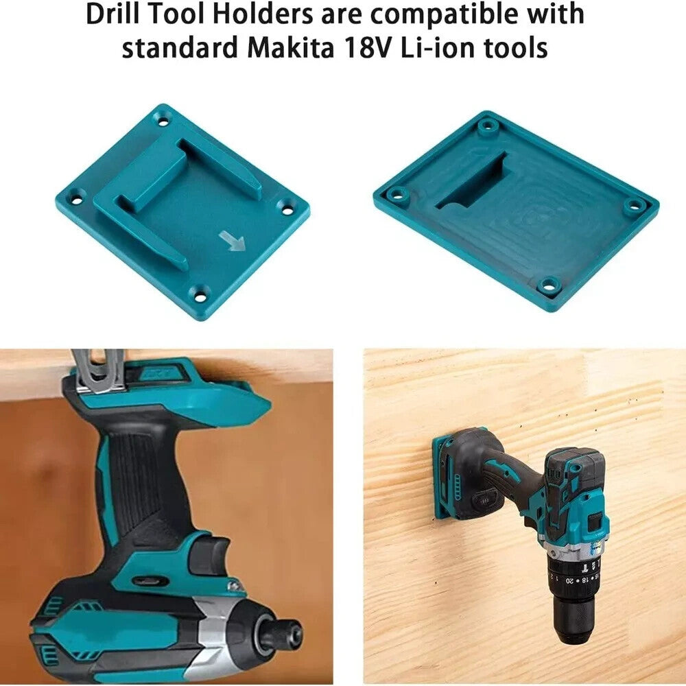 10X Slots Tool Holder Bracket Rack for Bosch Makita 18V Lithium Battery Machine