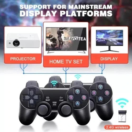 4K HDMI Retro Game Stick Console 23,000+ Games Wireless TV Gaming System 2 Controllers