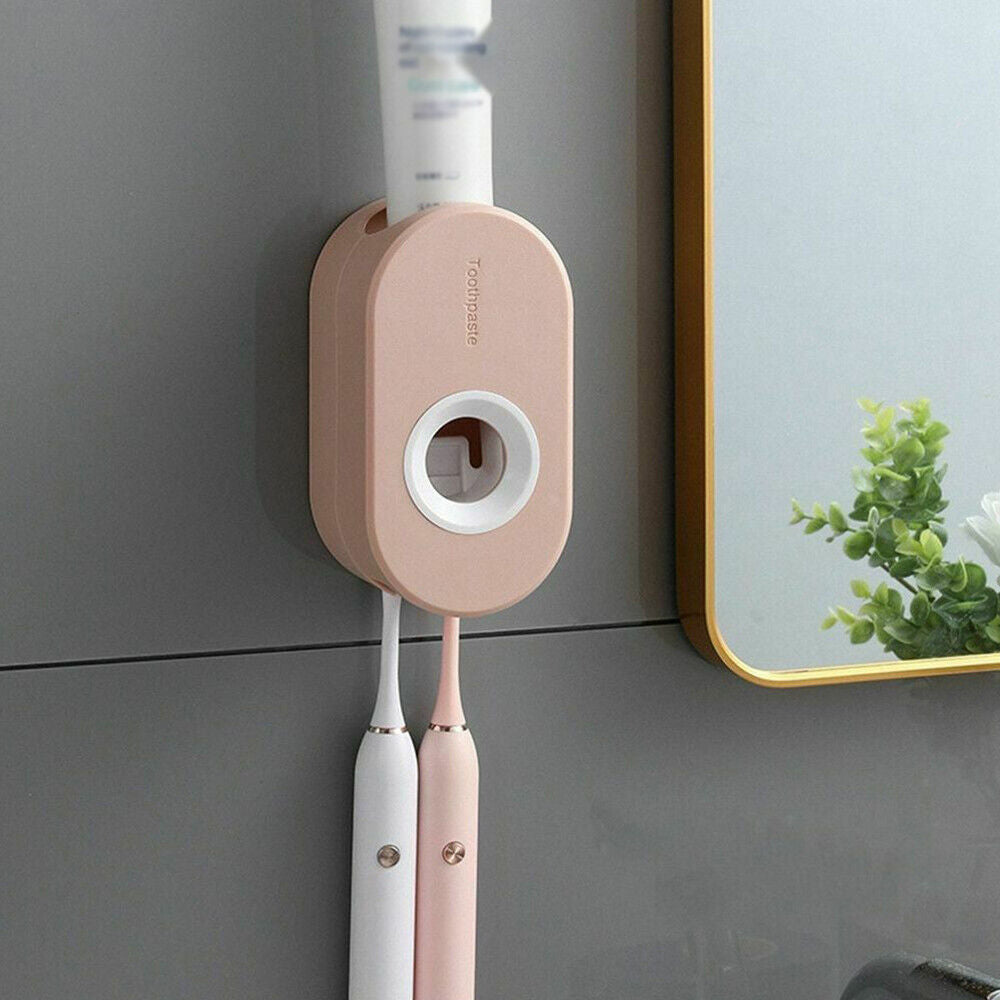 Automatic Toothpaste Dispenser Toothbrush Holder Bathroom Wall-Mounted Rack