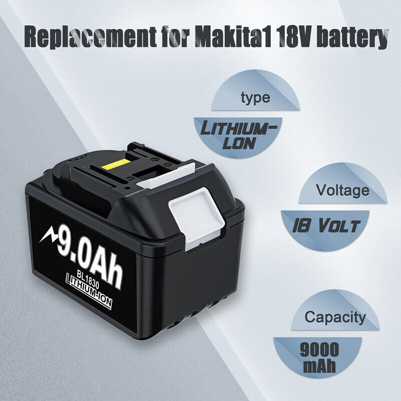 Compatible Battery 18 Volt 6.0Ah  for Makita LXT LITHIUM BL1830 BL1850 BL1860