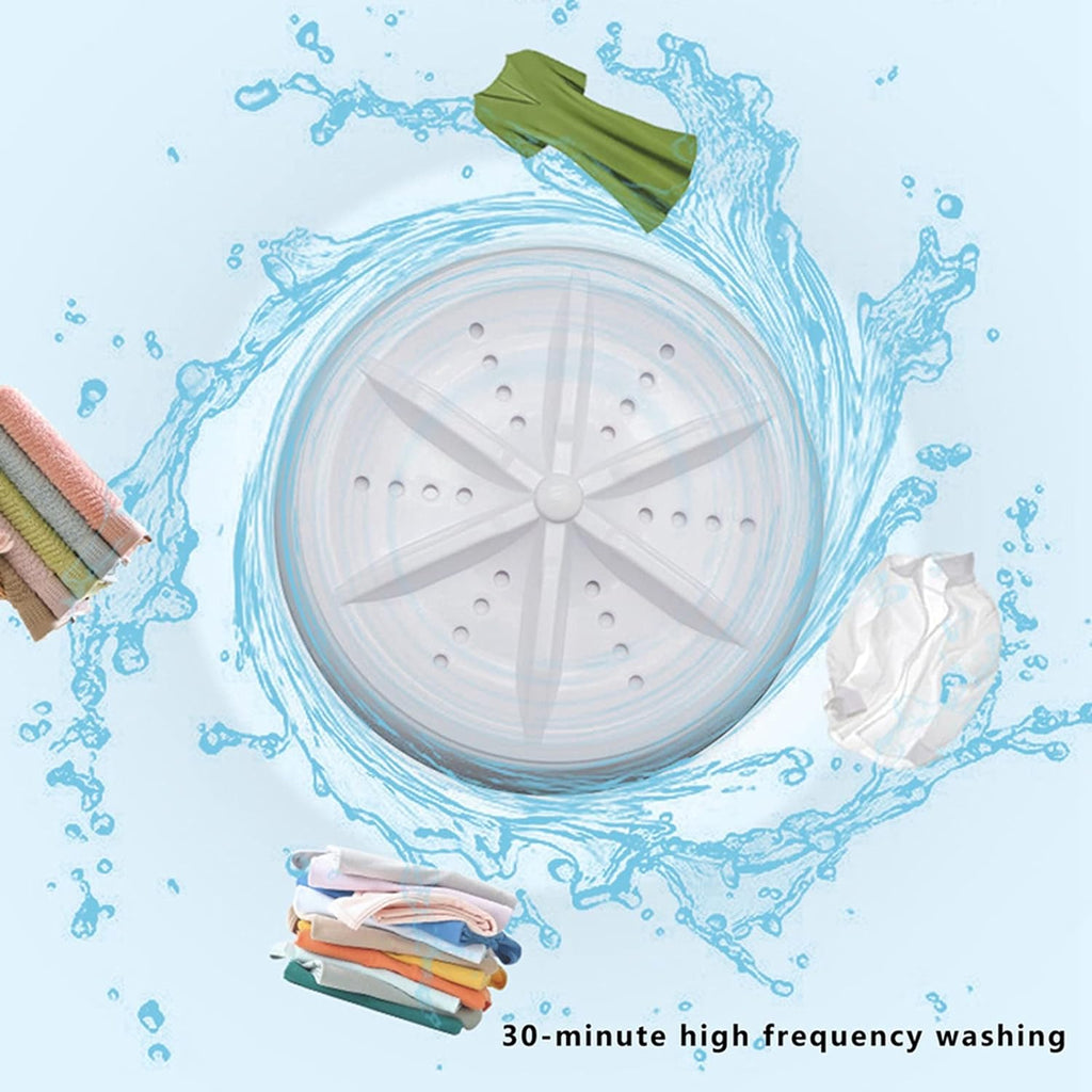Portable Mini Ultrasonic Automatic Low Noise Washing Machine Turbo Washer With USB Power Efficient Laundry , Perfect Companion For Travel, Camping, & Dorm Living
