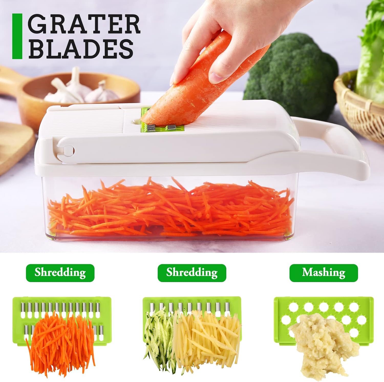 12-in-1 Multifunctional Vegetable Cutter Set - Precision Slicing, Dicing, Spiralizing, Excavating Onion Chopper, Salad Maker Carrot and Garlic With Container, All-in-One Effortless Kitchen Assistant
