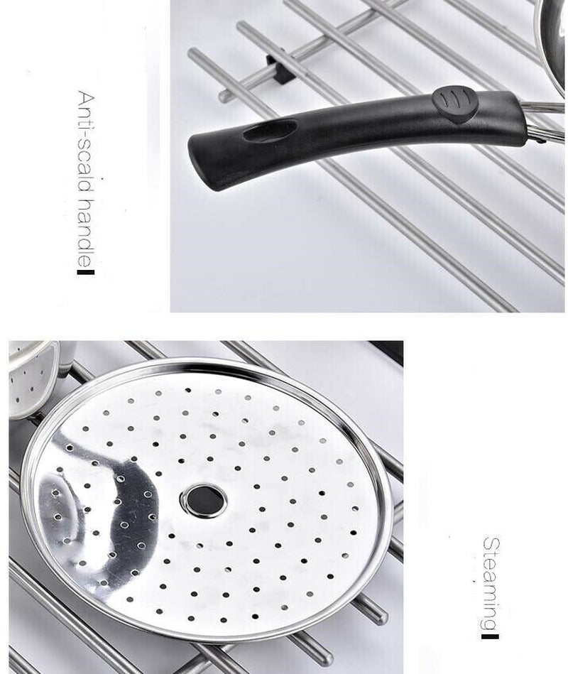 4PCS/SET STAINLESS STEEL CHIP PAN CHIPPAN FRYER POT with LID & BASKET