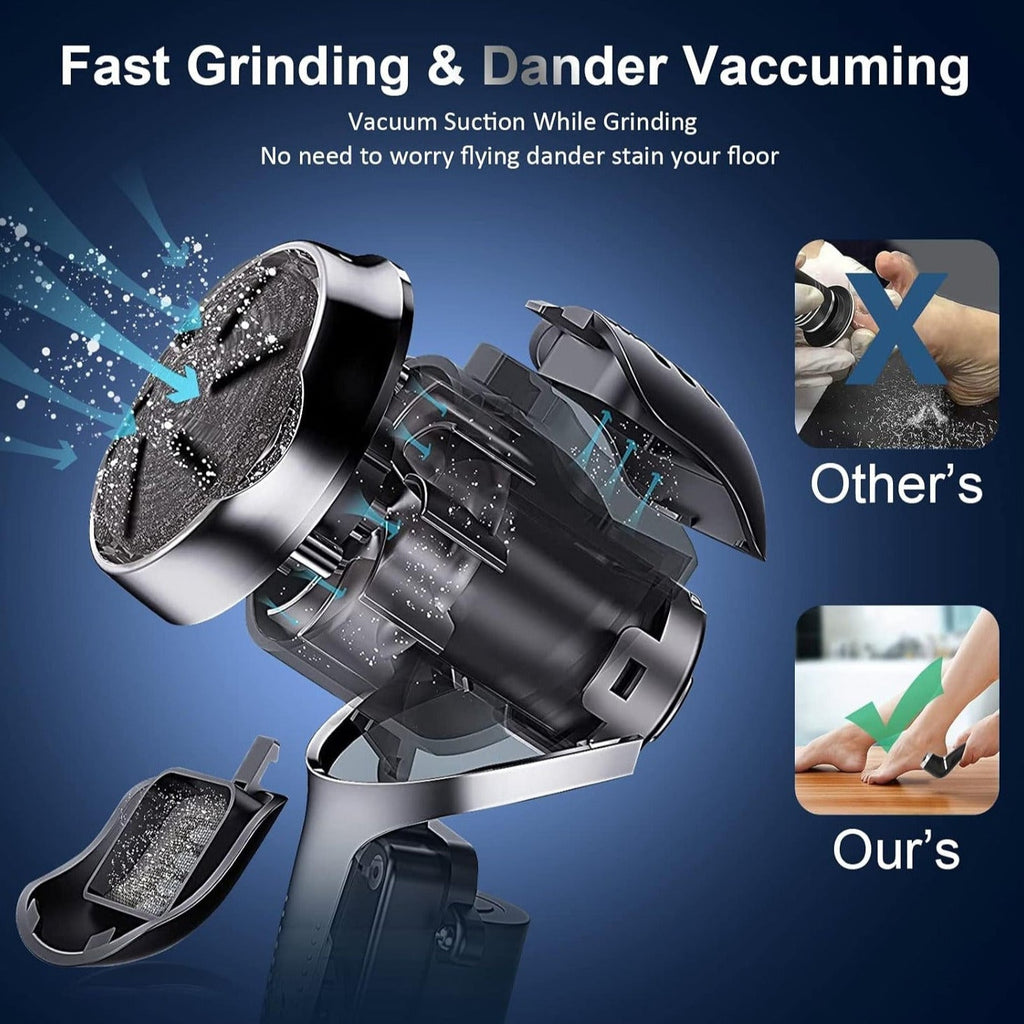 Electric Foot Grinder, Dual Speed Callus Remover Kit Vacuum Adsorption Waterproof Foot Grinder With 3 Replacement Sanding Roller Heads
