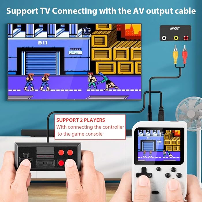 Double Handheld Classic Video Game Console With 400 Built-In Games for Kids and Adult, Portable Retro Pocket Cross-Border Game Console Kids Mini Double Handheld Classic Video Game Console Games Best for Christmas / Birthday / Thanksgiving / Valentine Gift