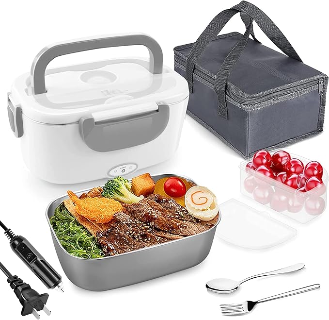 Portable Electric Lunchbox 1.5L | 2-in-1 Food Warmer with 360° Heating, Stainless Steel & Leak-Proof Design for Car/Office/Travel