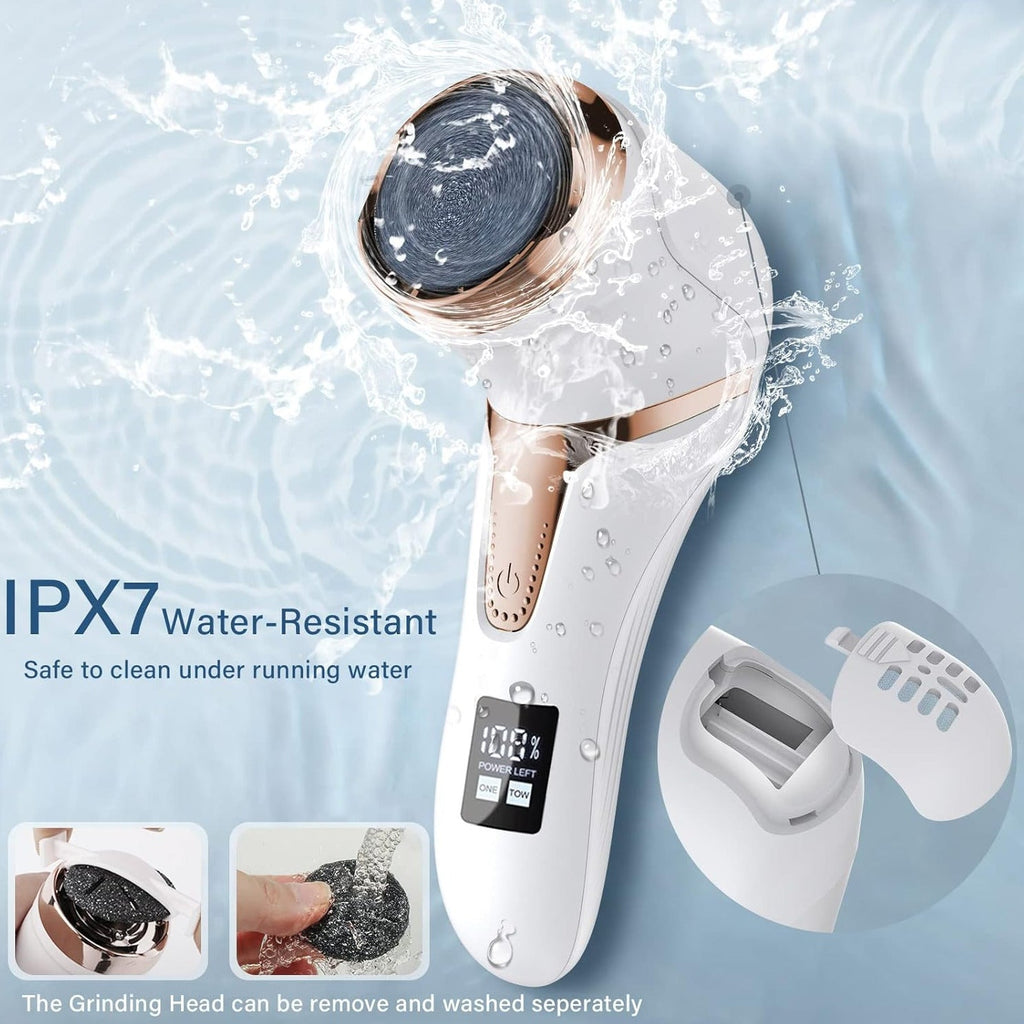 Electric Foot Grinder, Dual Speed Callus Remover Kit Vacuum Adsorption Waterproof Foot Grinder With 3 Replacement Sanding Roller Heads