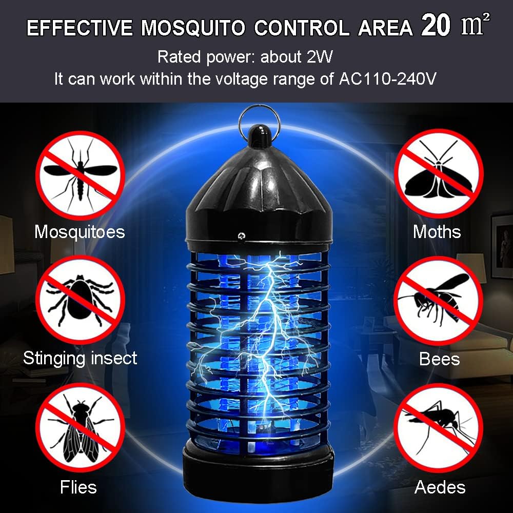 Electric Indoor/Outdoor Insect Killer Zapper Non-Radiation Fly Catcher Electric Mosquito Trap Bug Repellent UV Lamp Night Light Small And Safe Energy Efficient For Home, Bedroom, Garden, Kitchen, Eliminate Moths