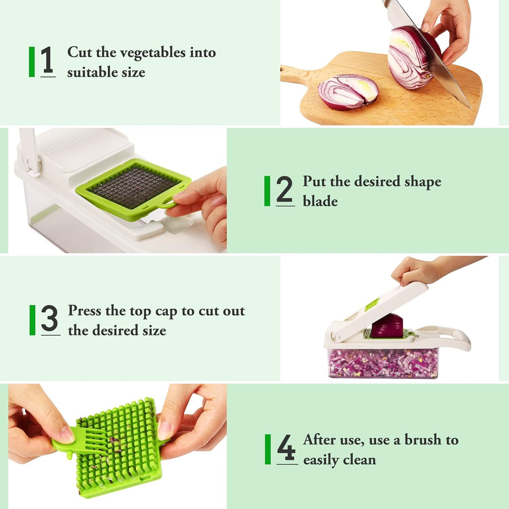 12-in-1 Multifunctional Vegetable Cutter Set - Precision Slicing, Dicing, Spiralizing, Excavating Onion Chopper, Salad Maker Carrot and Garlic With Container, All-in-One Effortless Kitchen Assistant