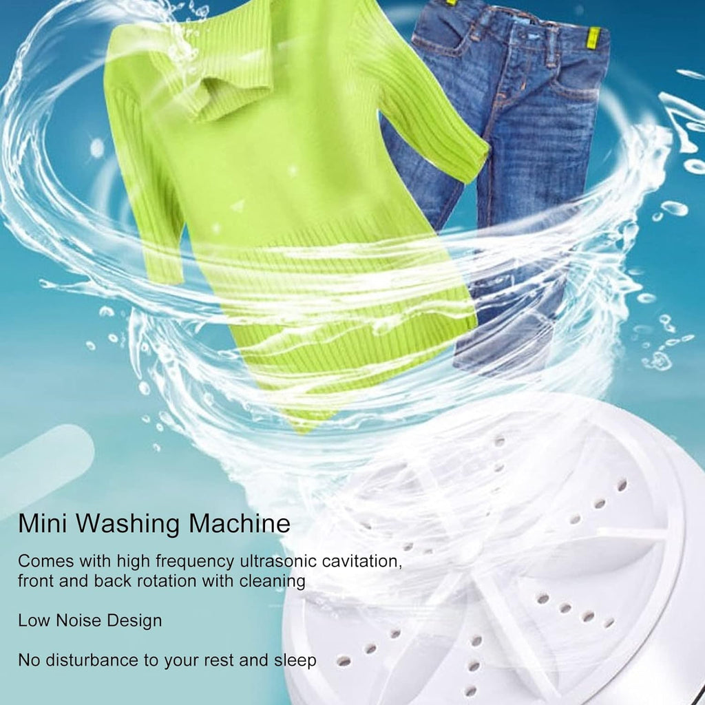 Portable Mini Ultrasonic Automatic Low Noise Washing Machine Turbo Washer With USB Power Efficient Laundry , Perfect Companion For Travel, Camping, & Dorm Living