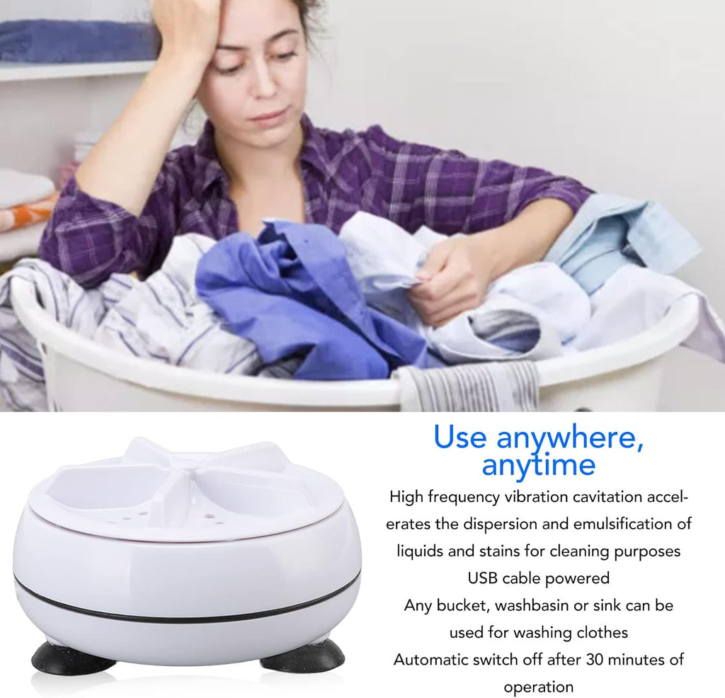 Portable Mini Ultrasonic Automatic Low Noise Washing Machine Turbo Washer With USB Power Efficient Laundry , Perfect Companion For Travel, Camping, & Dorm Living
