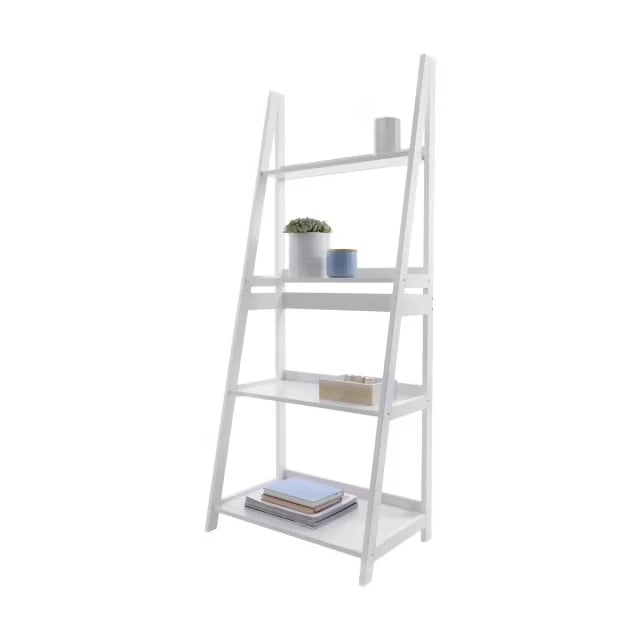 4 Tier Ladder Shelf Display Storage White Rack Stand