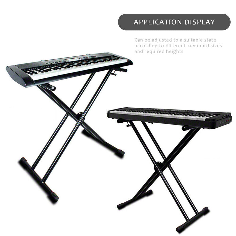 Adjustable Keyboard Stand Heights Folding Double Braced X Style Music Piano