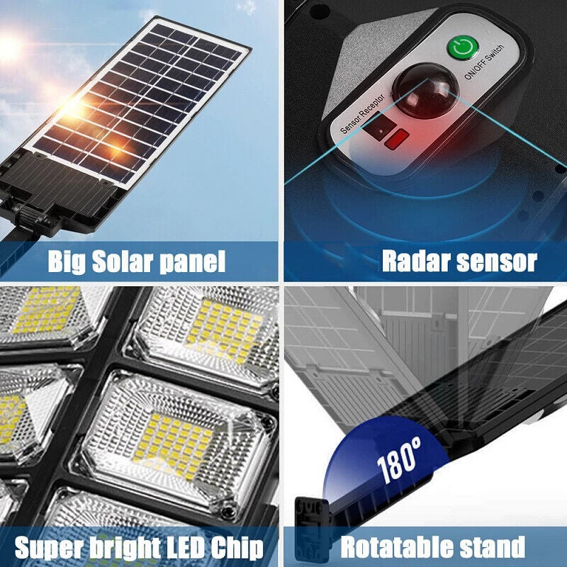 Super Bright 504 LED Solar Outdoor Floodlight Motion Sensor Security Light for Garden Walkway