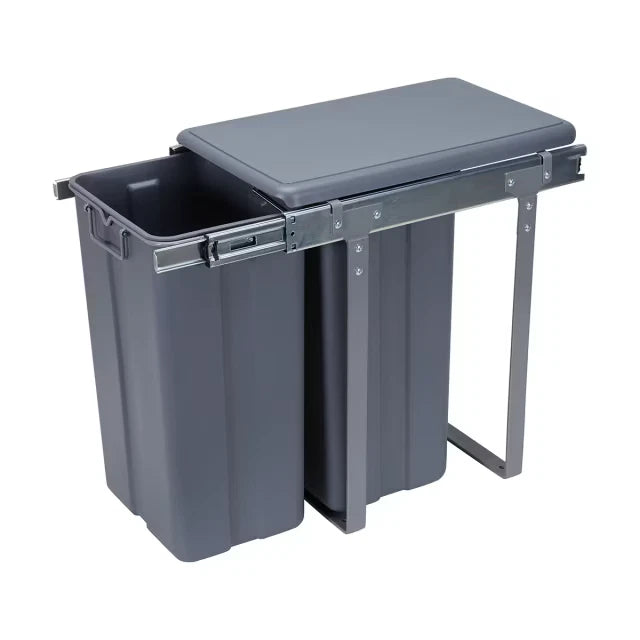 2 Section Under the Sink Pull Out Dual Rubbish Bins Kitchen Cupboard Trash AU