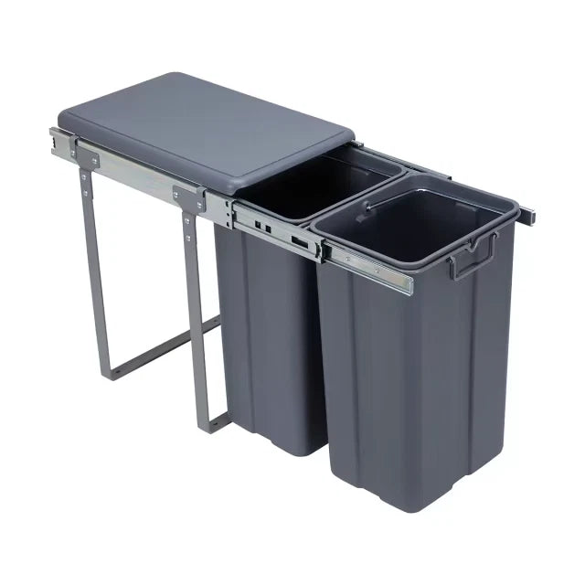 2 Section Under the Sink Pull Out Dual Rubbish Bins Kitchen Cupboard Trash AU