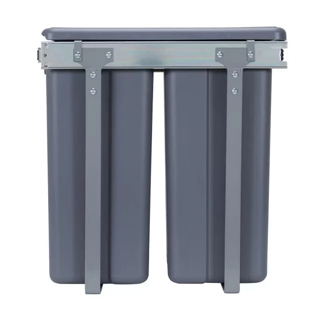 2 Section Under the Sink Pull Out Dual Rubbish Bins Kitchen Cupboard Trash AU