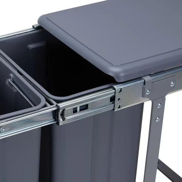 2 Section Under the Sink Pull Out Dual Rubbish Bins Kitchen Cupboard Trash AU