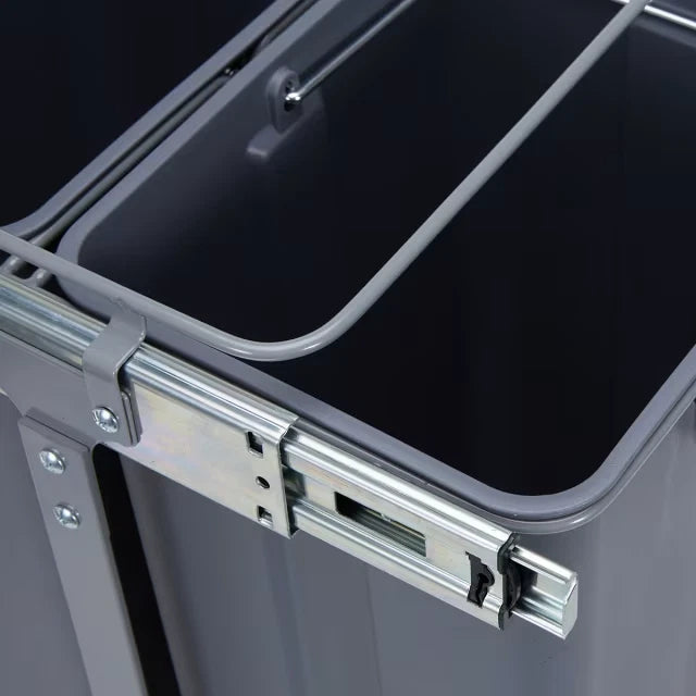 2 Section Under the Sink Pull Out Dual Rubbish Bins Kitchen Cupboard Trash AU