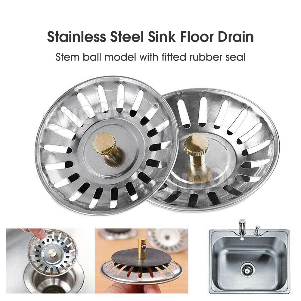 2X High Quality Stainless Steel Kitchen Waste Sink Drain Strainer Plug Stopper