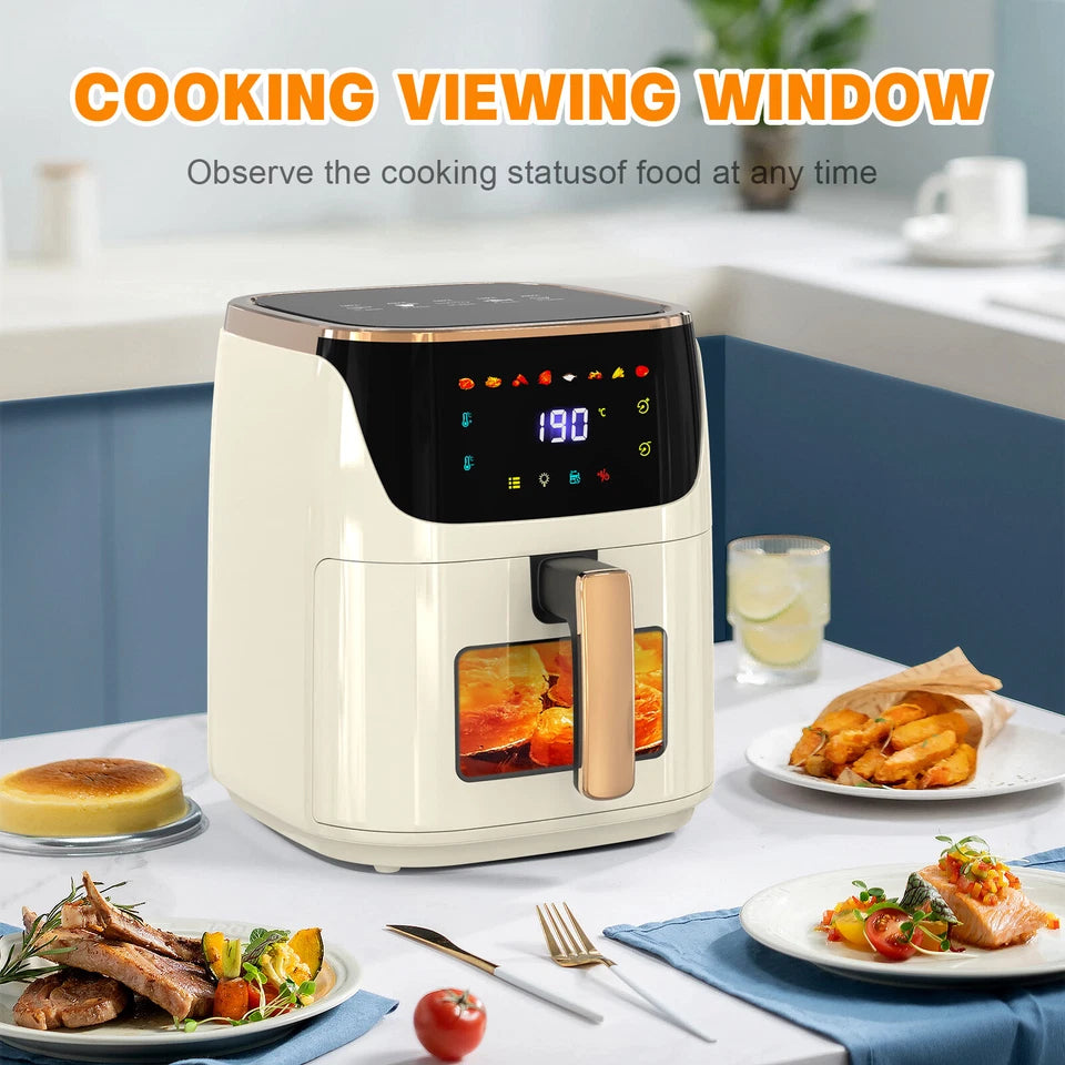 8L Air Fryer Healthy Fryer Oven Cooker LED Airfryer Oil Free Kitchen 1700W Beige