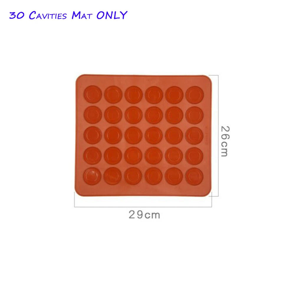 30/48 Cavities Macaron Macaroon Baking Mat Cake Silicone Tray Sheet 4 Nozzles