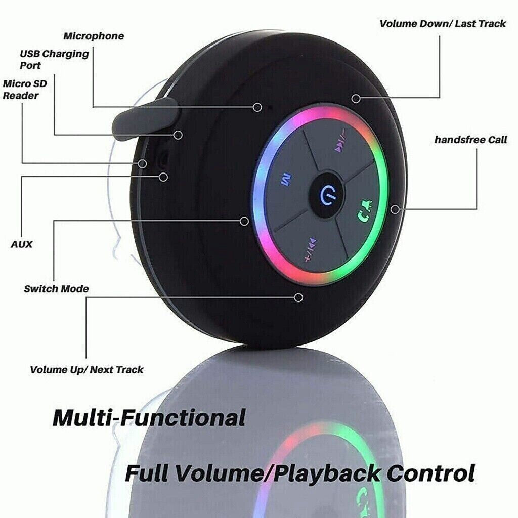 Bluetooth LED Waterproof Speaker Wireless Shower Music Stereo Handsfree Portable