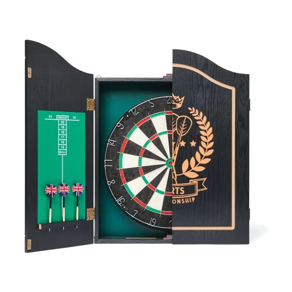 Dartboard Wooden Cabinet With Score Dart Board Game Set Darts Pub Style Games-AU