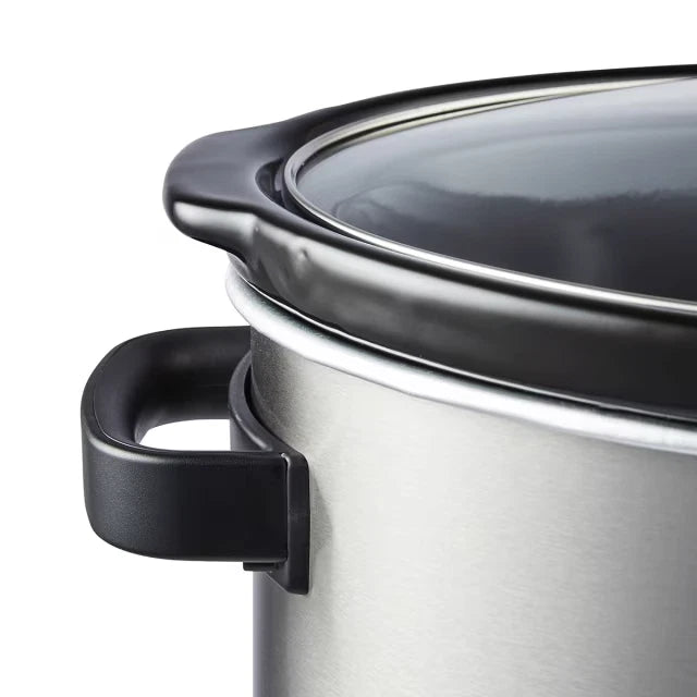 Slow Cooker 6.5L Removable Ceramic Crock Insert Pot & Glass Lid LED Keep Warm