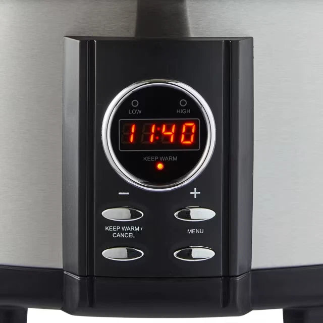 Slow Cooker 6.5L Removable Ceramic Crock Insert Pot & Glass Lid LED Keep Warm