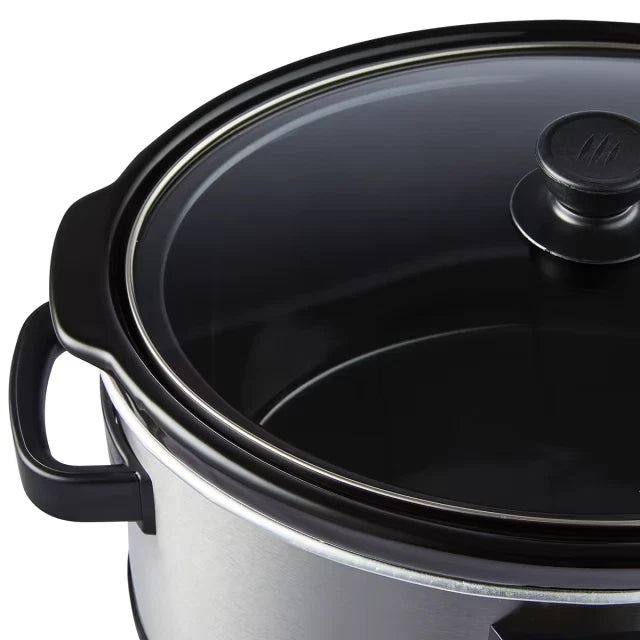 Slow Cooker 6.5L Removable Ceramic Crock Insert Pot & Glass Lid LED Keep Warm