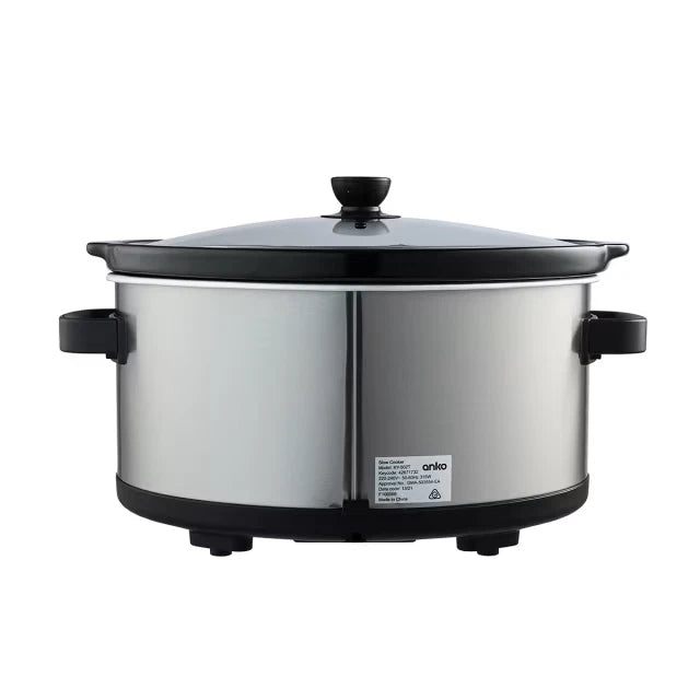 Slow Cooker 6.5L Removable Ceramic Crock Insert Pot & Glass Lid LED Keep Warm