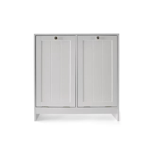 Tilt-Out White Laundry Hamper Cabinet Storage Shelf Washing Clothes Free Postage