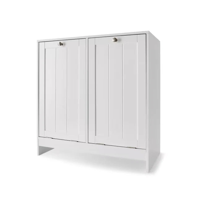 Tilt-Out White Laundry Hamper Cabinet Storage Shelf Washing Clothes Free Postage