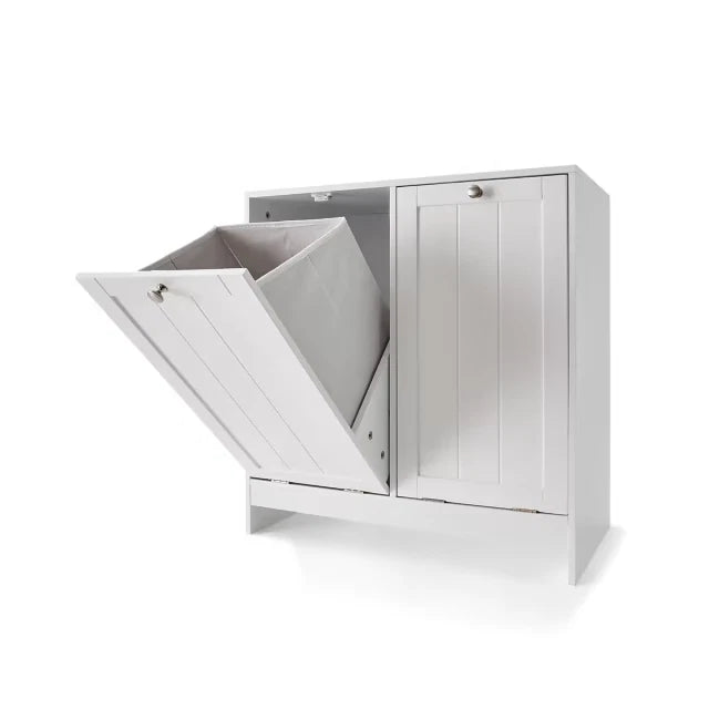 Tilt-Out White Laundry Hamper Cabinet Storage Shelf Washing Clothes Free Postage