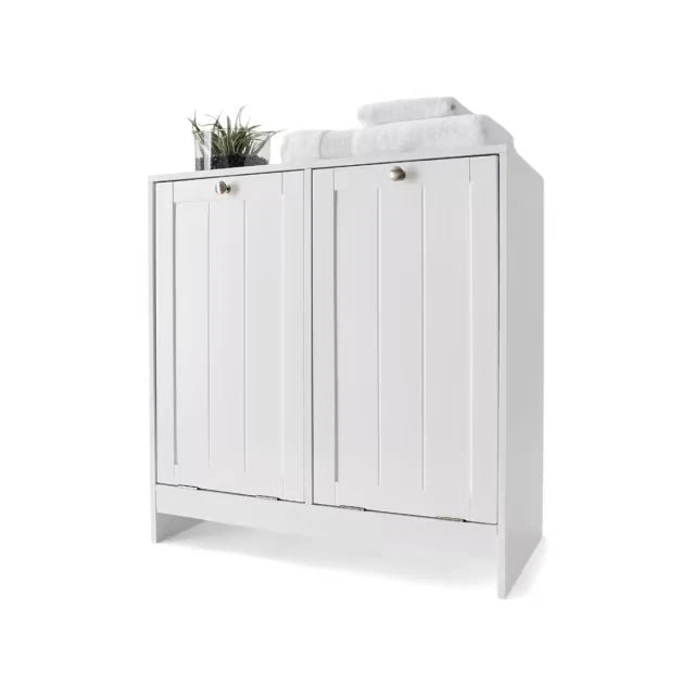 Tilt-Out White Laundry Hamper Cabinet Storage Shelf Washing Clothes Free Postage