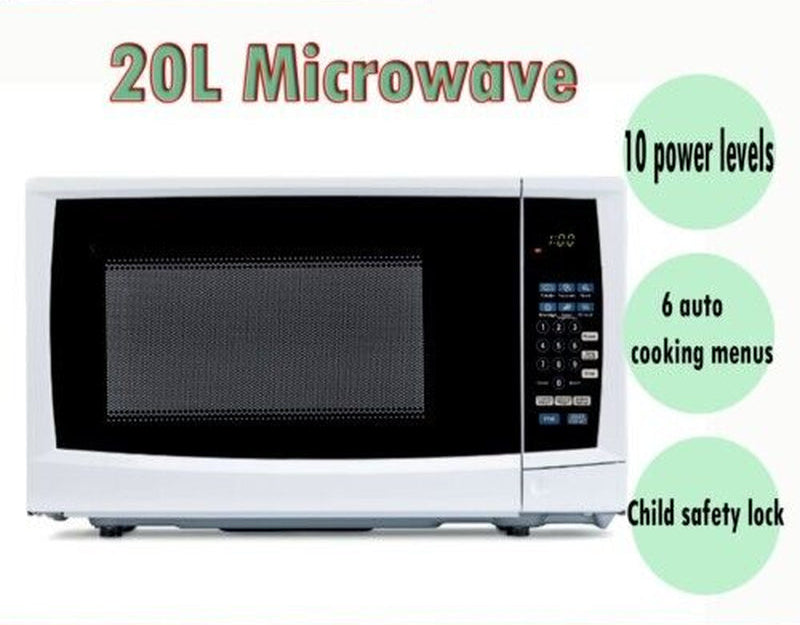 Microwave Oven 20L Electric 10 Power Levels 6 Auto Cooking Menu 1200W