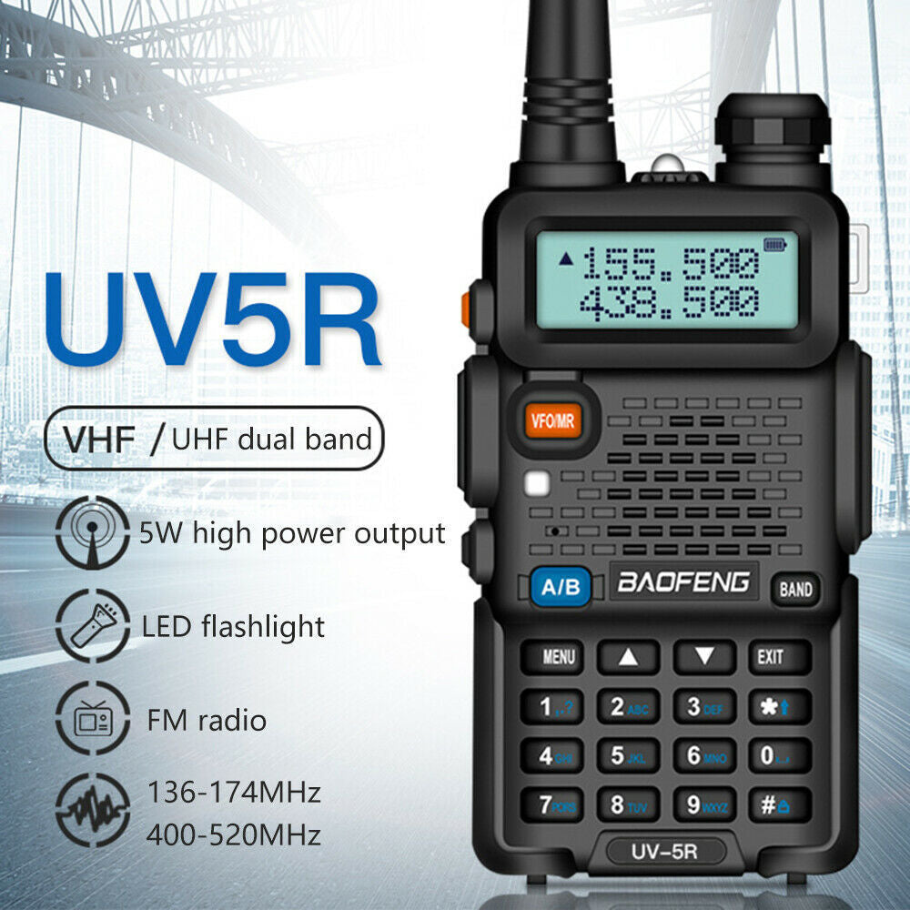UV-5R Two Way Radio Walkie Talkie LCD Long Range  UHF with Headsets