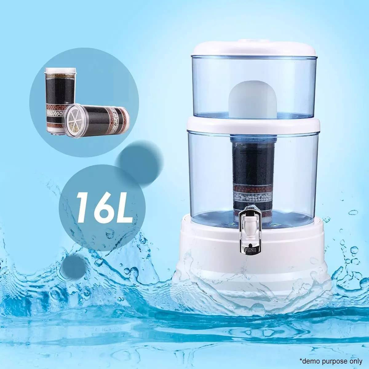16L Benchtop 8 Stage Water Filter Ceramic Miner Carbon Stone Dispenser Purifier