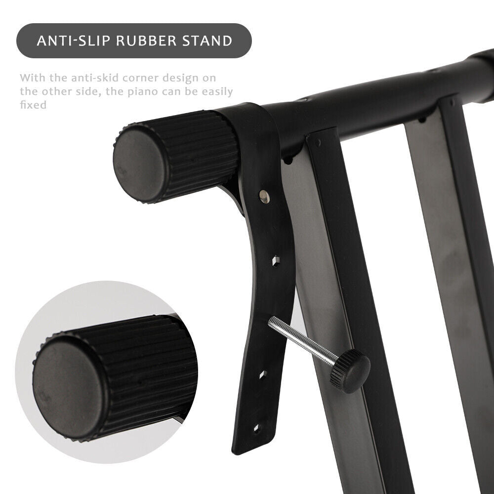 Adjustable Keyboard Stand Heights Folding Double Braced X Style Music Piano