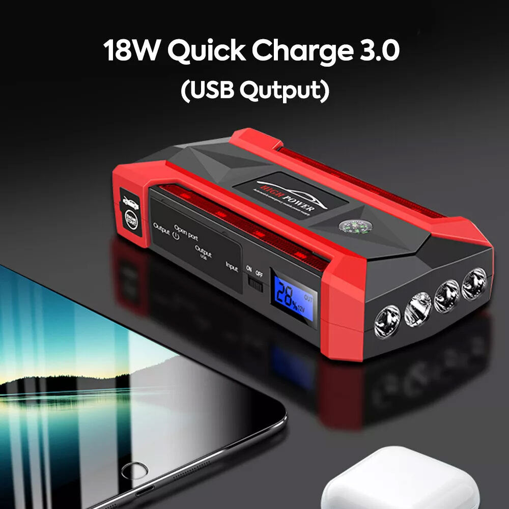 99900Mah 12V Car Jump Starter Pack Booster Charger Battery Power Bank Portable