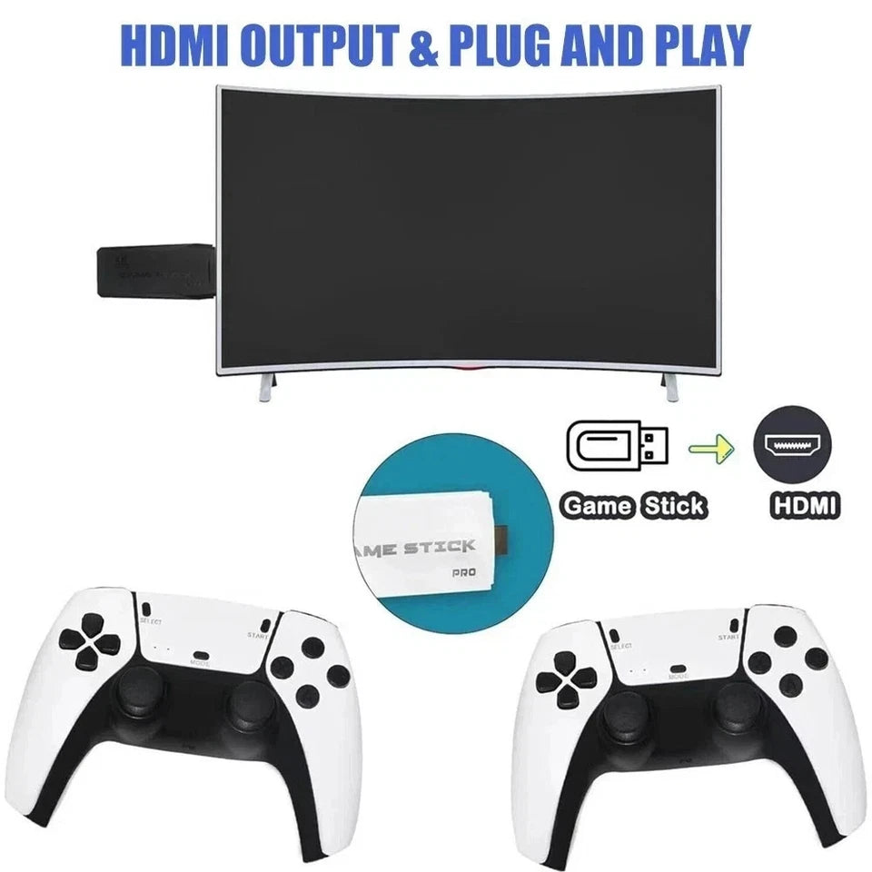 4K HDMI M15 Retro Game Stick Console 30,000+ Games Wireless TV Gaming System 2 Controllers
