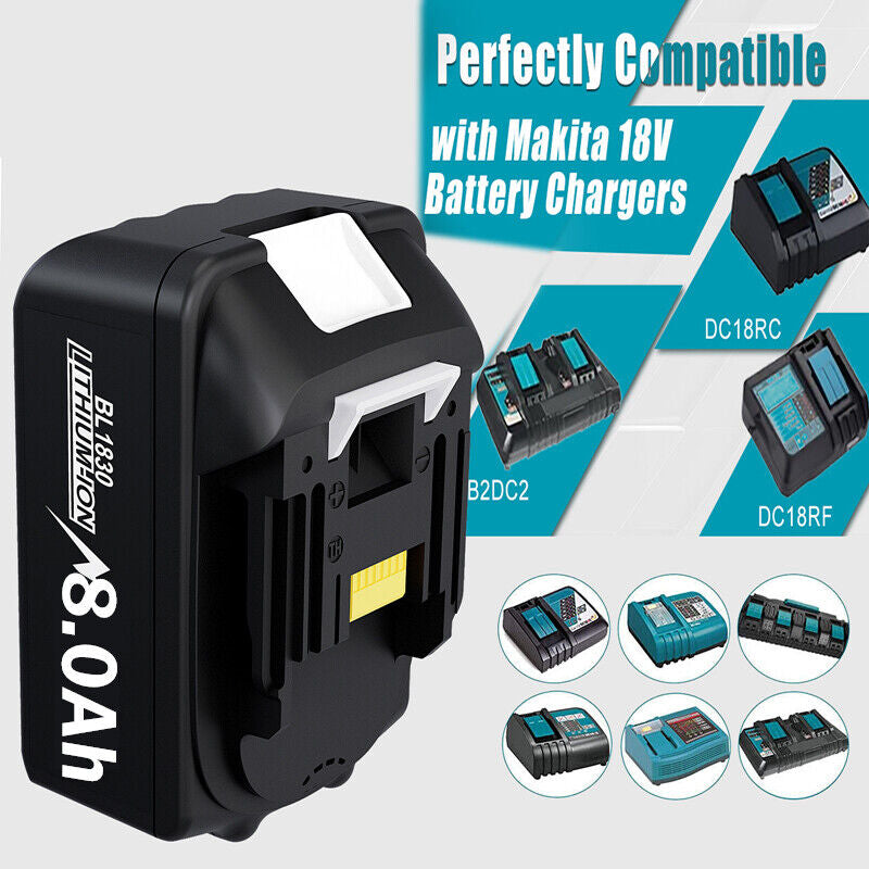 Compatible Battery 18 Volt 6.0Ah  for Makita LXT LITHIUM BL1830 BL1850 BL1860